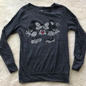 Rhinestoned Mickey + Mickey Long Sleeve